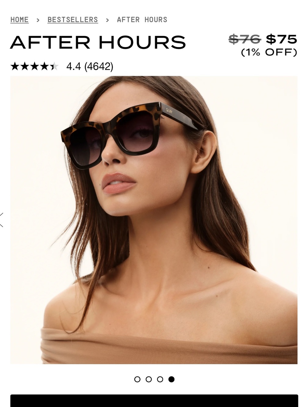 Quay Australia After Hours Tortoiseshell Oversized Cat-Eye Sunglasses
